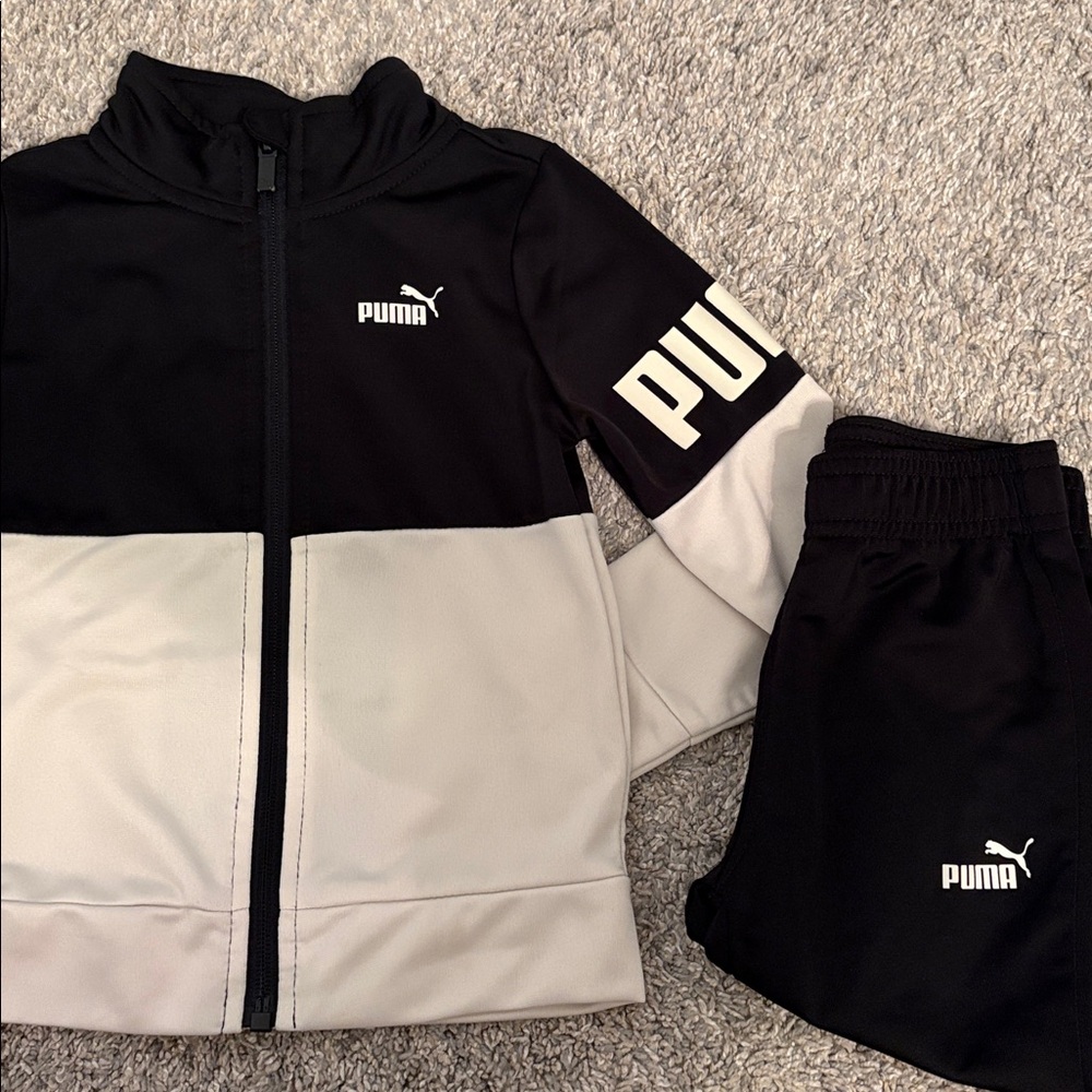 Baby Puma Two-Tone Black and Cream Jacket Set